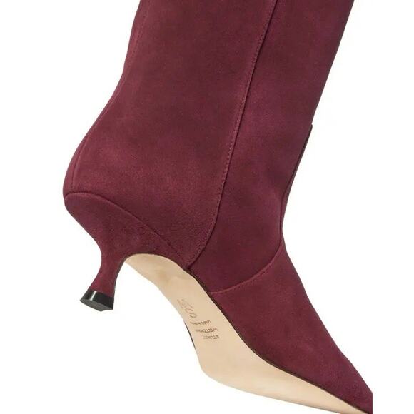 Stuart Weitzman $850 NAOMI 50 Knee High Boots Sz 10B NIB Cabernet Burgundy Suede - Picture 5 of 15